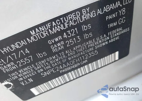 2015 Hyundai Sonata Eco из США, поврежденный, VIN 5NPE24AA0FH112355